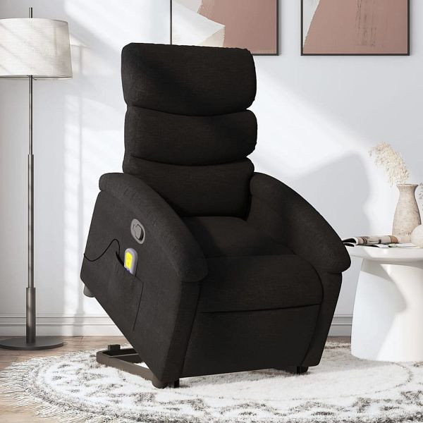 vidaXL Massagesessel mit Aufstehhilfe Schwarz Stoff, 3203992