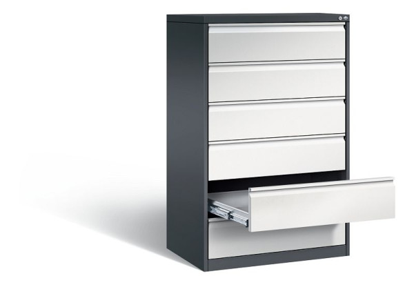 C+P Karteischrank Acurado, H1357xB787xT590mm, Farbe: Schwarzgrau / Lichtgrau, Griffleiste, 12936-323 S10014