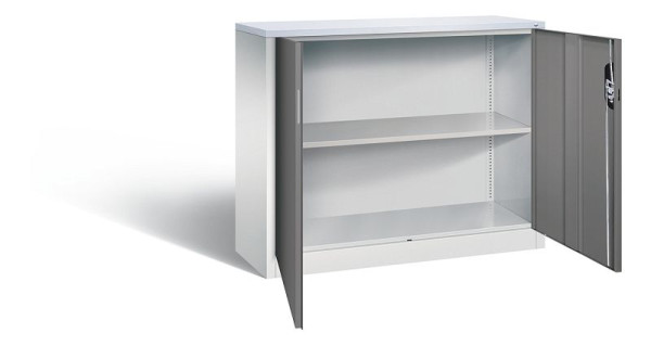 C+P Büroschrank Acurado, H1000xB1200xT400mm, Farbe: Lichtgrau / Vulkangrau, Muldengriff, 2 OH, 9466-1200 S10285
