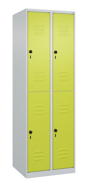 C+P Doppelstöckiger Spind Classic PLUS, 2 Abteile, 1850x600x500mm, 7035/0024, Drehriegel, 080300-20 S10009