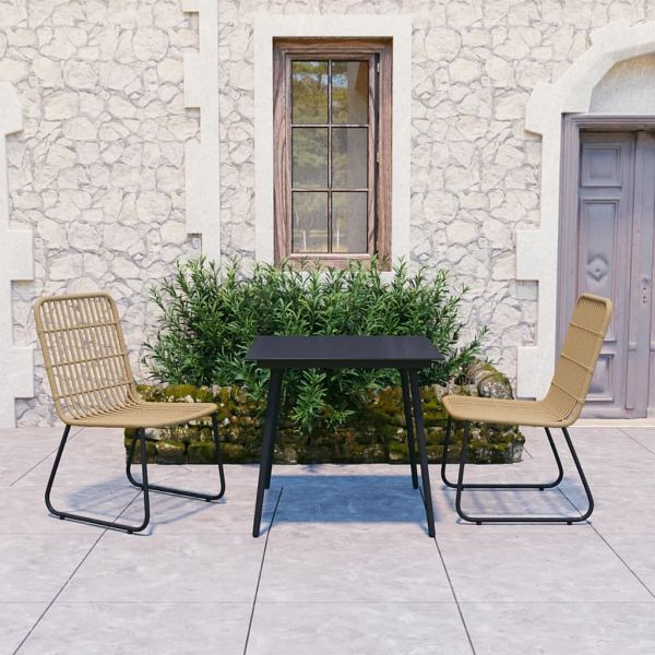 vidaXL 3-teilig Garten-Essgruppe Poly Rattan und Glas, 3060231