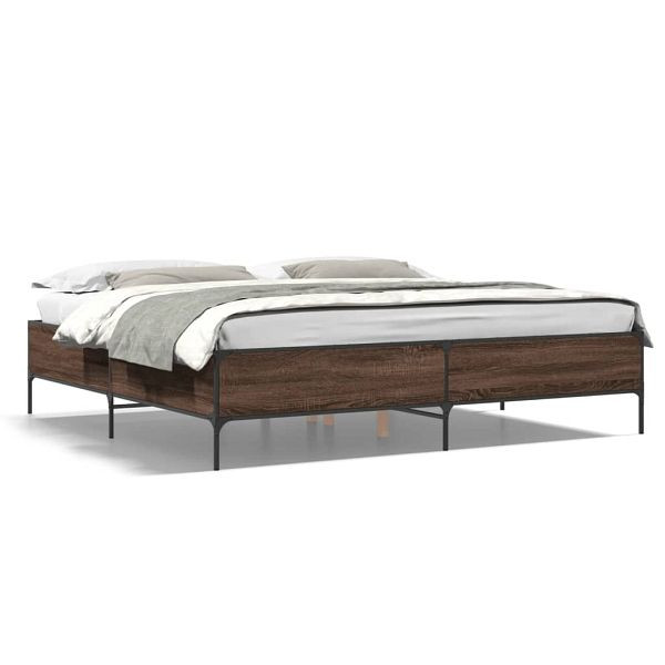 vidaXL Bettgestell Braun Eichen-Optik 200x200 cm Holzwerkstoff Metall, 3279781