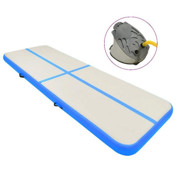 vidaXL Aufblasbare Gymnastikmatte mit Pumpe 300x100x15 cm PVC Blau, 92659