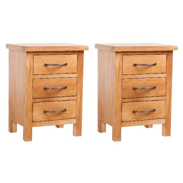 vidaXL Nachttische 2 Stück 40x30x54 cm Massivholz Eiche, 3053415