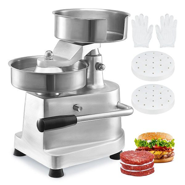 VEVOR Kommerzieller Burger-Patty-Maker, 150 mm/6 Zoll, robuste, lebensmittelecht, Küchen-Fleischformmaschine mit 1000 Stück Patty-Papi, HBRBJYSZLBXGJU5I4V0
