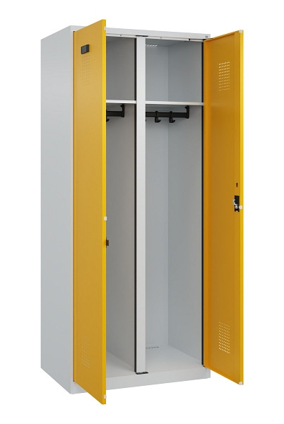 C+P Schwarz-Weiß-Spind Evolo PLUS, 2 Abteile, 1850x800x500mm, 7035/1004, Zylinderschloss, 049002-22 S10027