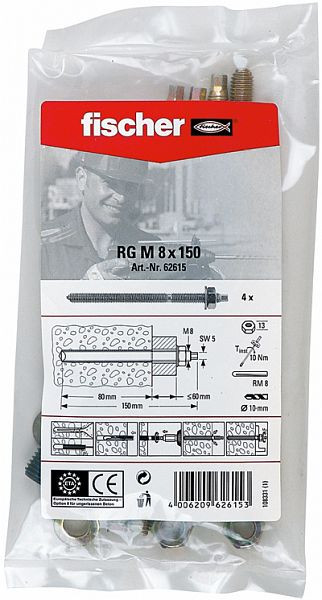 Fischer Ankerstange RG M8x150 B, VE: 5 Stück, 62615