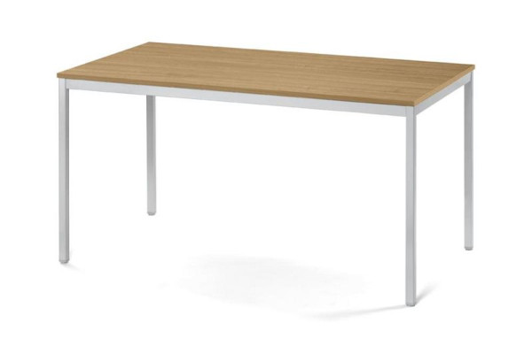 Deskin Konferenztisch PROFI MODUL, Platte Eiche hell, Gestell Alusilber RAL 9006, B 1400 x T 800 x H 728 mm, 359385