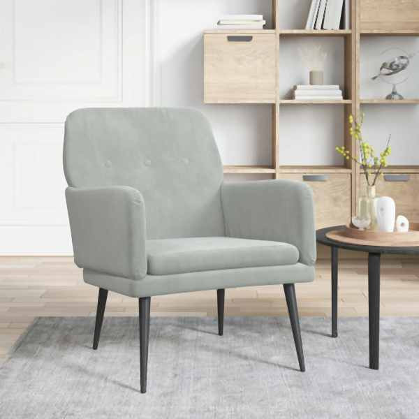 vidaXL Sessel Hellgrau 62x79x79 cm Samt, Füllung: Schaumstoff, 351404