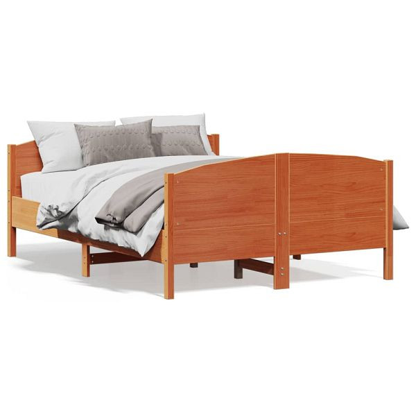 vidaXL Massivholzbett mit Kopfteil Wachsbraun 120x190 cm Kiefer, 3216187