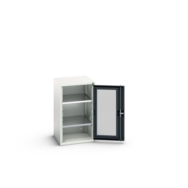 bott verso Flügeltürschrank mit Sichtfenster, mit 2 Fachböden, BxTxH: 525 x 550 x 900 mm, Lichtgrau / Anthrazitgrau, 16926075.19
