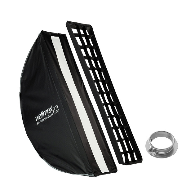 Walimex pro Studio Striplight Softbox 22x90cm + Softboxadapter für Profoto (Außendurchmesser: 15,2 cm), um 360° drehbar, inkl. Grid, Maske, 1023482
