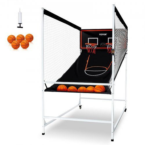 VEVOR Indoor-Basketballspiel für 2 Spieler, mit 5 Bällen & 8 Spielmodi & 2 Basketballkörben & Anzeigetafel & Aufblaspumpe (Schwarz), TJFZDLQQYXJ2TMHJBV9