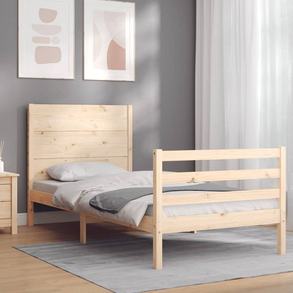 vidaXL Massivholzbett mit Kopfteil 100x200 cm, 3194626, 8720845997960