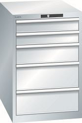 LISTA Schubladenschrank 27x36E (BxTxH) 564x725x850mm AUTO Lock, Lichtgrau, Schubladen: 5, 14.399.020.A