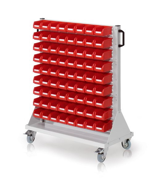 Kappes RasterMobil Rollwagen Größe 3 Modell E75, H1230 x B1000 x T500 mm, RAL 7035 Inklusiv Lagersichtkasten 72 x Größe 7, 7024.05.0713