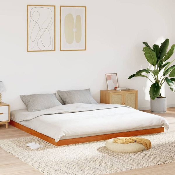 vidaXL Massivholzbett Wachsbraun 180x200 cm Kiefer, 847147