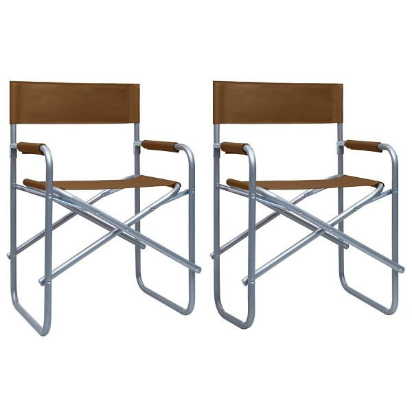 vidaXL Regiestühle 2 Stück Stahl Braun, Material: Stahl, Stoff (100% Polyester), 47921