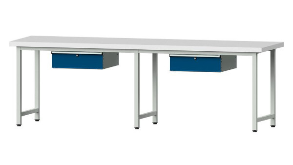 ANKE Werkbänke Arbeitstisch, Modell 193, 2800 x 800 x 900 mm, RAL 7035/5010, KSP 50 mm, 401.471