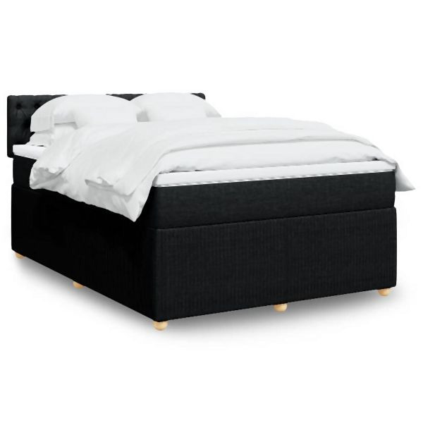 vidaXL Boxspringbett mit Matratze Schwarz 160x200 cm Stoff, 3287516