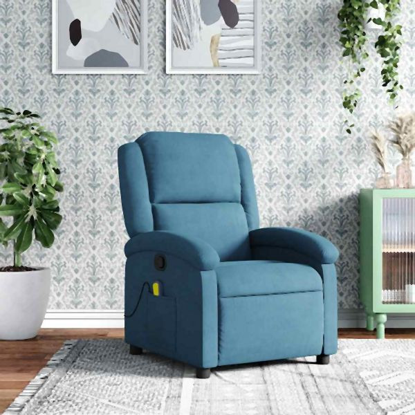 vidaXL Massagesessel Blau Samt, Zurücklehnen, Entspannung, 371818