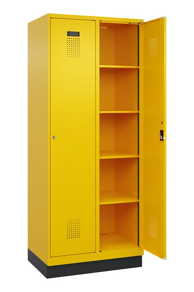 C+P Wäsche-Spind Evolo PLUS, mit Sockel, 2 Abteile, 1950x800x500mm, 1023/1023, Verschluss Zylinderschloss, Ablageböden 8, 049020-22B S10049