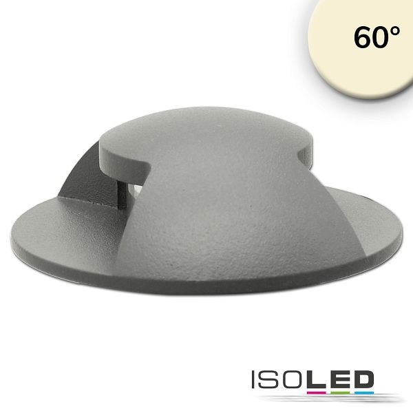 ISOLED LED Bodeneinbaustrahler, rund 2SIDE 60mm, schwarz, 12-24V, IP67, 3W, 60°, warmweiß, 115674