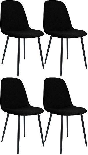 CLP 4er Set Esszimmerstuhl Maryam Stoff, schwarz, 327442
