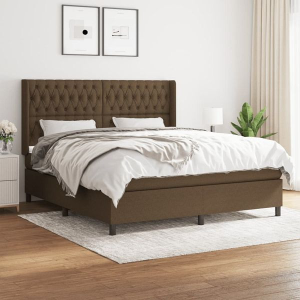 vidaXL Boxspringbett mit Matratze Dunkelbraun 180x200 cm Stoff, 3131692