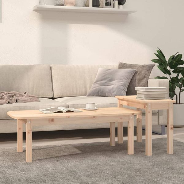 vidaXL 2-teilig Couchtisch-Set Massivholz Kiefer, 822362