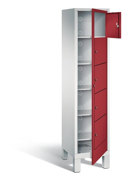 C+P Wäsche-Sammelschrank Evolo, H1850xB420xT500mm, Farbe: Lichtgrau / Rubinrot, 48060-105 S10014