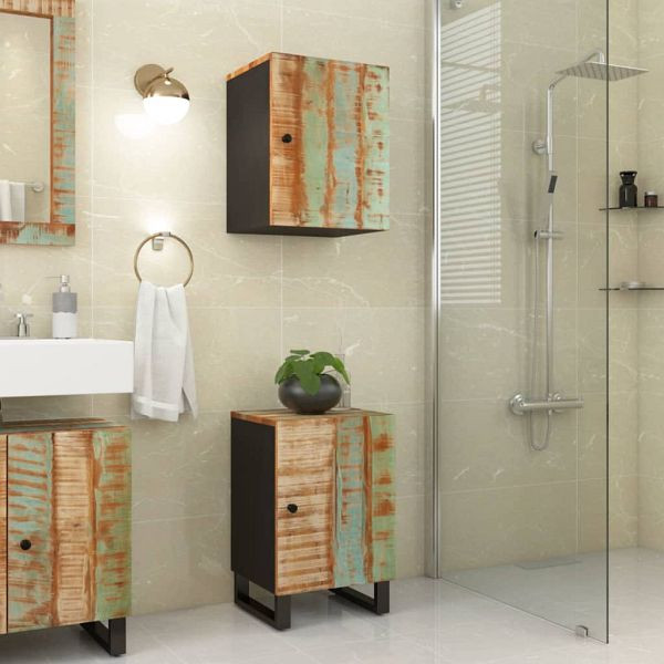 vidaXL Badschrank 38x33x58 cm Altholz Massiv, 351996, 8720845724993
