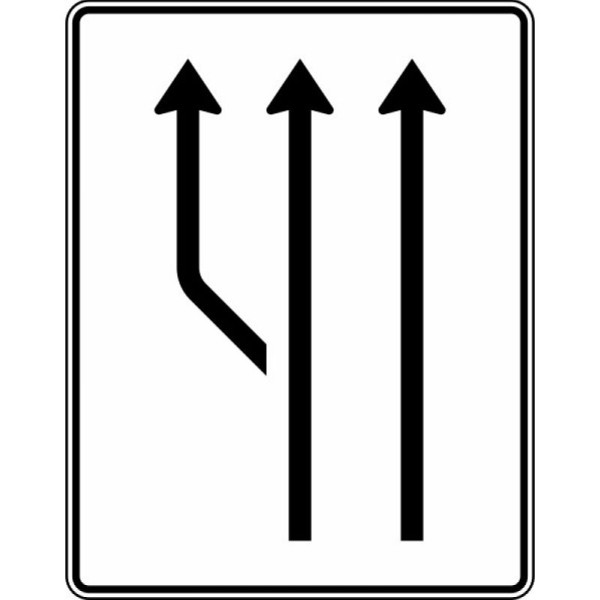 Stein HGS Aufweitungstafel ohne Gegenverkehr, 2-streifig plus Fahrstreifen links Nr. 541-11, RA1/Flachform 3mm, ohne Entfernungsangabe, 1600x1250mm, 541-11-113