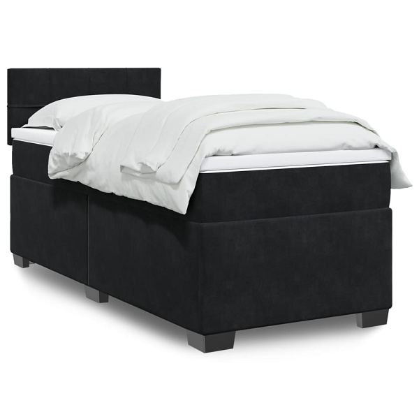vidaXL Boxspringbett mit Matratze Schwarz 100x200 cm Samt, 3288536