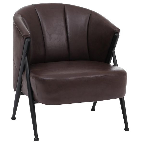 Mendler Sessel HWC-P30, Polster-/Cocktail-/Clubsessel Lounge Chair Vintage Retro Industrial Metall Kunstleder, dunkelbraun, 118689