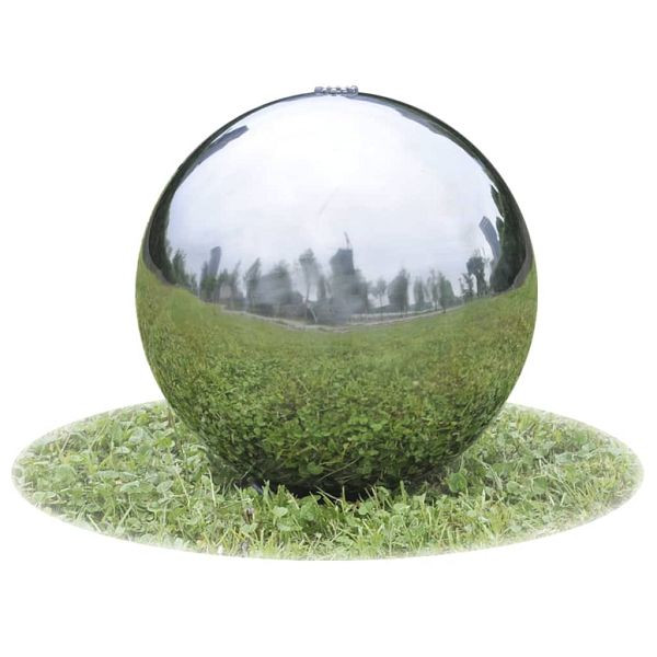 vidaXL Garten-Springbrunnen Sphäre mit LEDs Edelstahl 30 cm, 41683