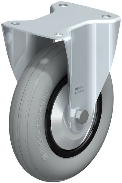 Blickle B-VWPP 200G-SG-FA Stahlblech-Bockrolle, mittelschwere Ausführung, mit Anschraubplatte, Weichgummi, Grau, 849985