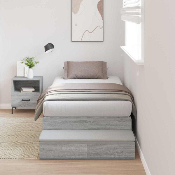 vidaXL Bett mit Stauraum mit Tür Grau Sonoma 236.5 x 100 x 31.5 cm, 3335618