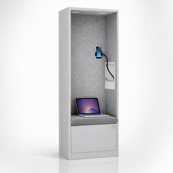 Jan Nowak Schrank mit Sitzfläche und Ruhezone SALLY MentalBox 1850 x 600 x 400 mm, Grau, Grau, 2073