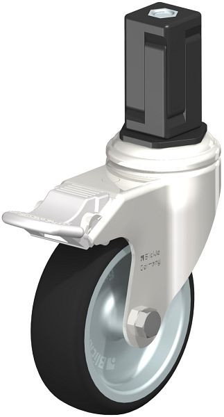 Blickle LKRXA-PATH 101G-11-FI-EXV15 Edelstahl-Apparate-Lenkrolle mit Expander & Feststeller, Thermoplastisches Polyurethan, Grau, 853433