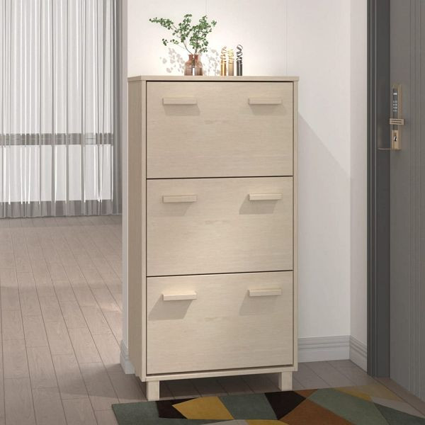 vidaXL Schuhschrank HAMAR Honigbraun 59,5x35x117 cm Massivholz Kiefer, 340512