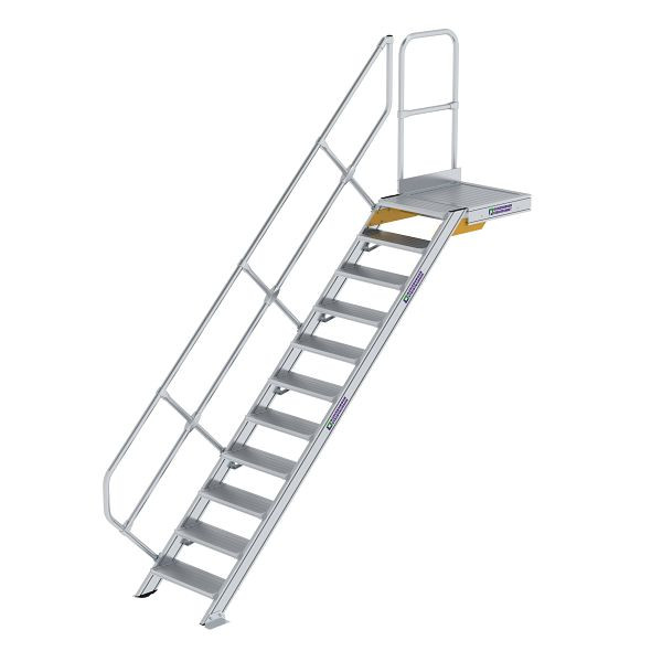 Munk Günzburger Steigtechnik Treppe mit Plattform 45° Stufenbreite 600 mm 11 Stufen Aluminium geriffelt, 600431