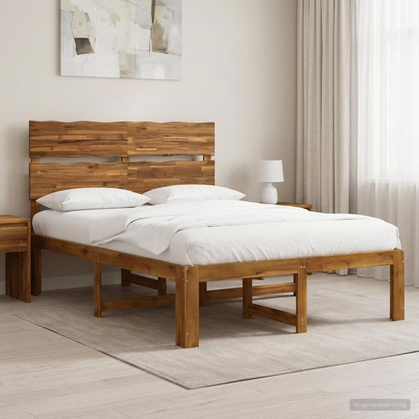 vidaXL Doppelbettgestell mit Kopfteil ROSTOCK Natur 140 x 200 cm, 3405486