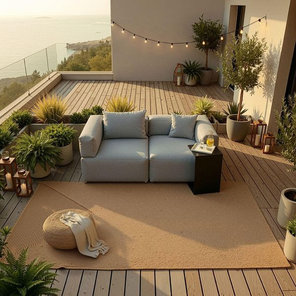 HOME DELUXE Modulares Outdoor Sofa ALAZIA Hellgrau - M, 75215