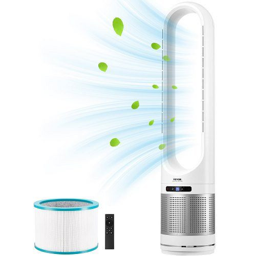 VEVOR Turmventilator ohne Flügel, 80° oszillierend, 8 Gänge, 8h-Timer, H13-HEPA-Filter, Fernbedienung, Luftreinigungsmodus, WYTSJHZL40INUQ1VCV2