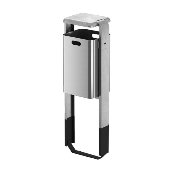 Stein HGS Abfallbehälter 'City 200' mit Abdeckung, Ohne Ascher, Standmontage (zum Einbetonieren), ohne Farbe, 12659-0101