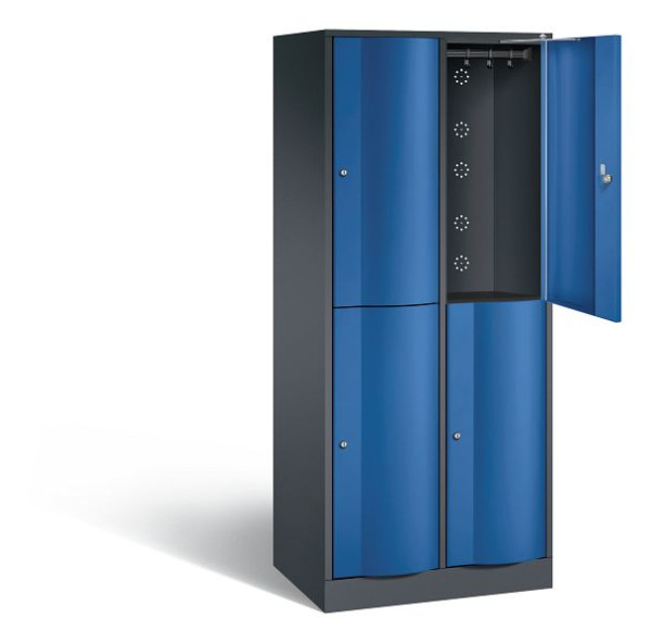 C+P Spind doppelstöckig Resisto, H1950xB772xT540mm, Farbe: Schwarzgrau / Enzianblau, 8270-272 S10059