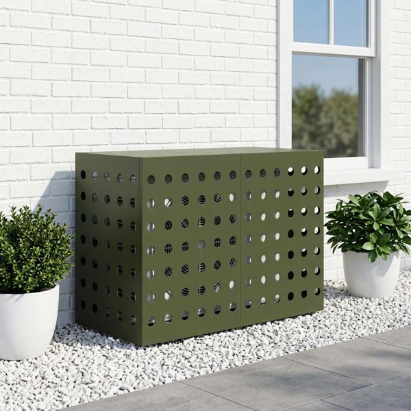 vidaXL Klimaanlagenabdeckung Olivgrün 90 x 40 x 60 cm Stahl, 8014125