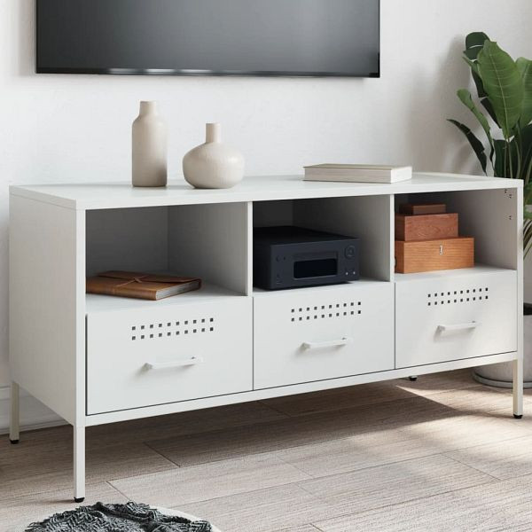 vidaXL TV-Schrank Weiß 100,5x39x50,5 cm Kaltgewalzter Stahl, 843041