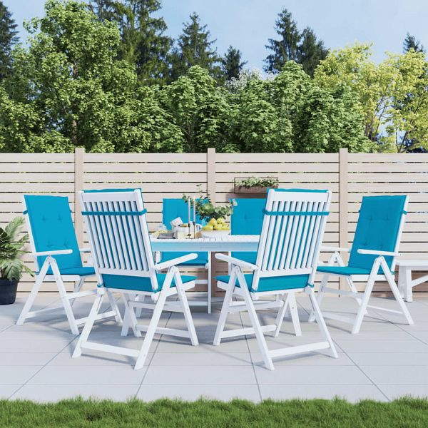 vidaXL Gartenstuhlauflagen für Hochlehner 6 Stück Blau 120x50x3cm Stoff, 314108